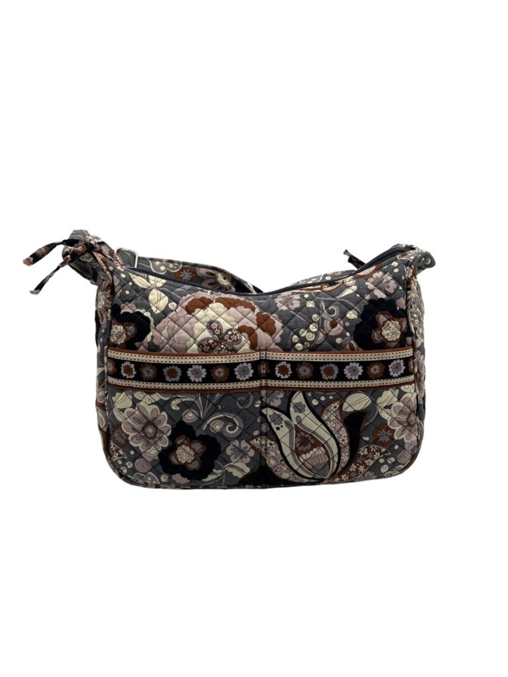 Stephanie Dawn Cocoa Beach Gray Pattern Fabric Crossbody Bag